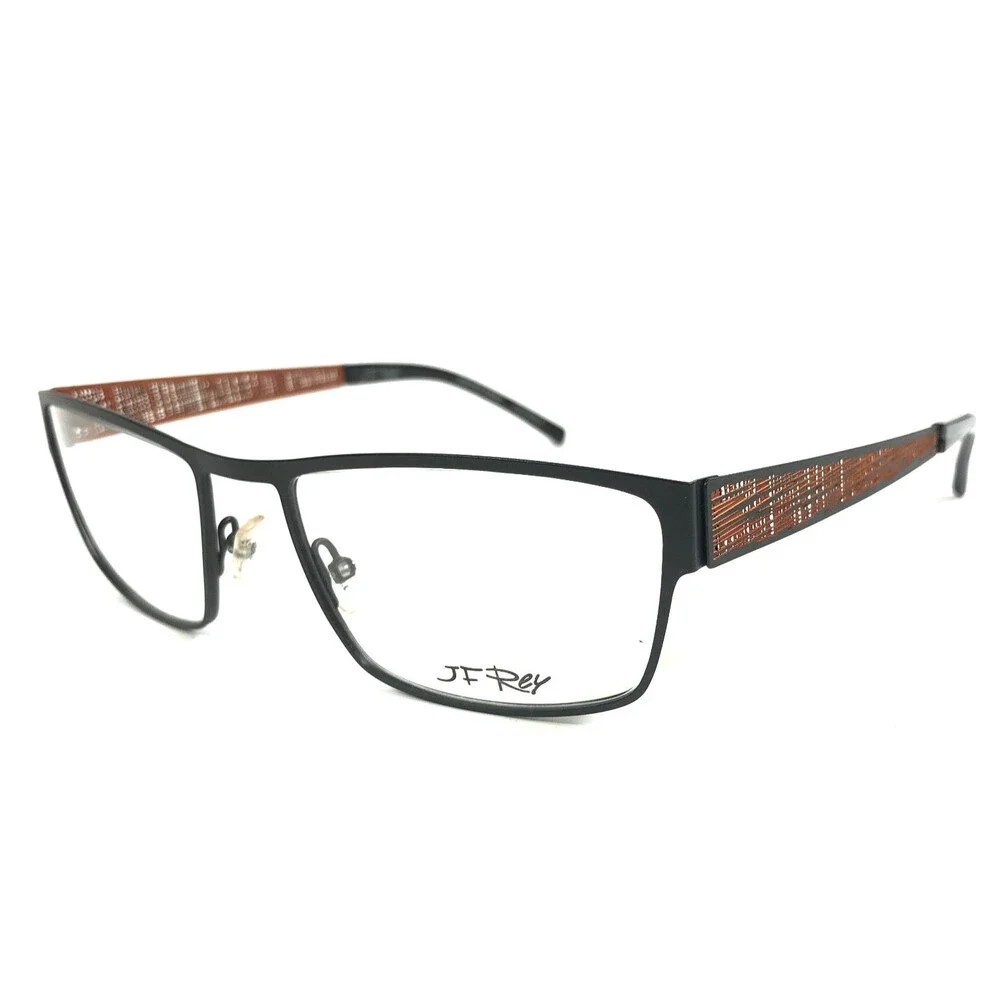 J.F. Rey Eyeglasses Frames JF2586 0060 Matte Black Orange Woven 55-18-145