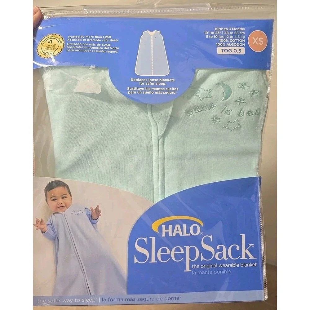 HALO SleepSack Green Wearable Blanket Baby XS Newborn 5-10 Pounds 100% Cotton
