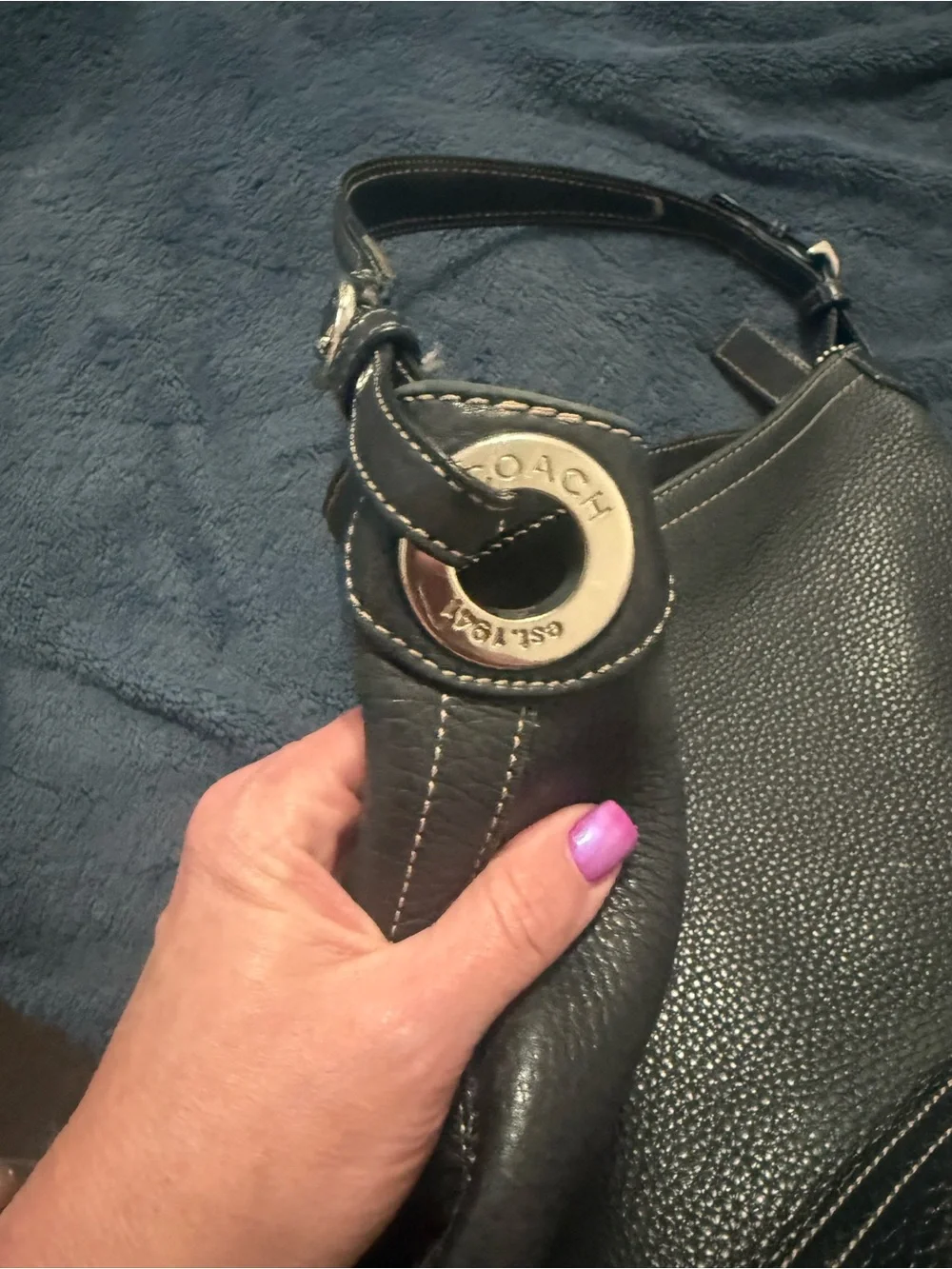Coach Black Pebbled Leather Messenger Bag