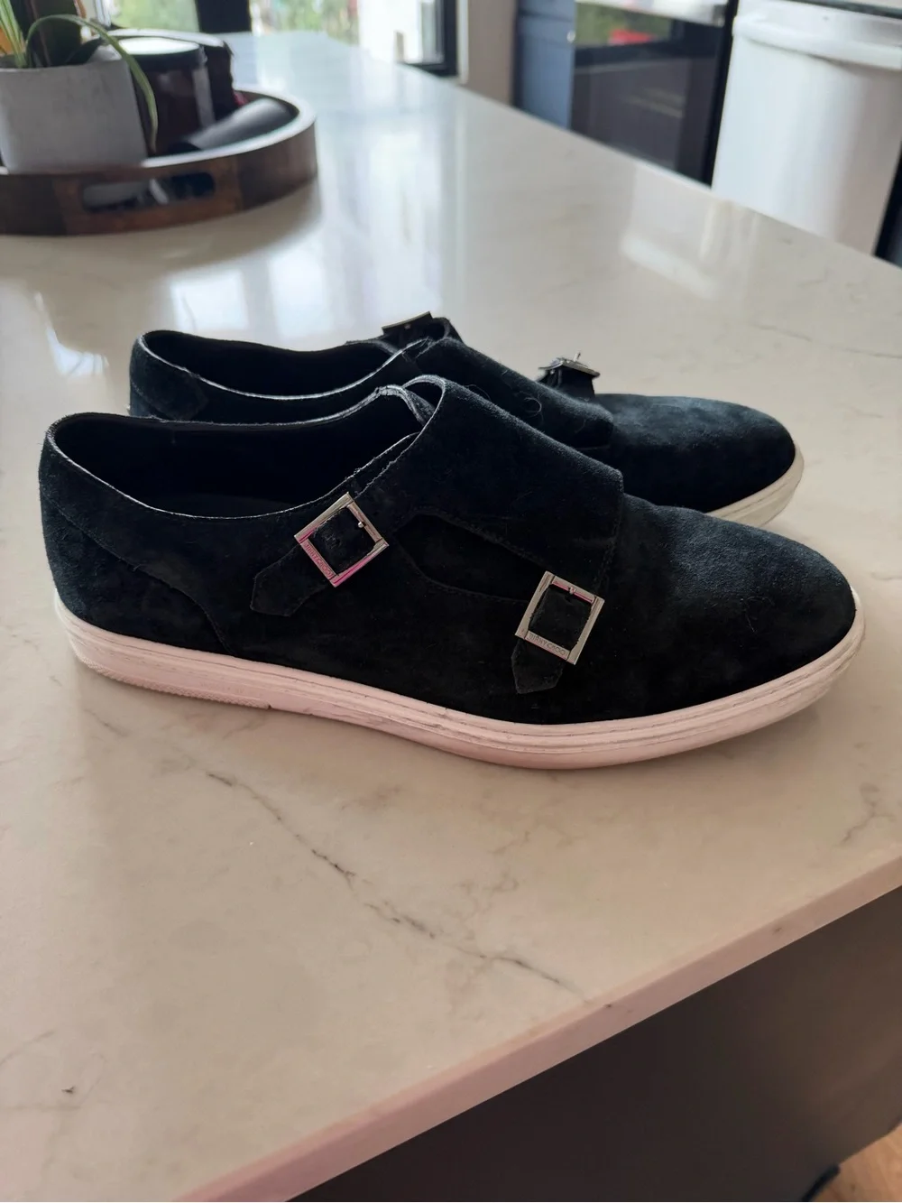 Jimmy Choo Black Suede Double Monk Strap Sneakers