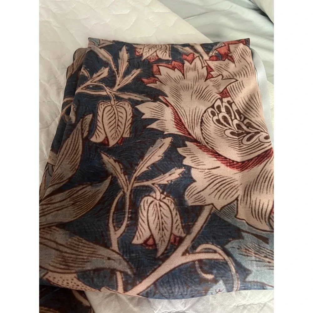 William Morris Honeysuckle Floral Print Drapes (2) 80 x 50