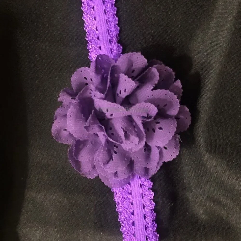 Purple Eyelet Flower Headband  7EYEPRP  Handmade NWT Boutique