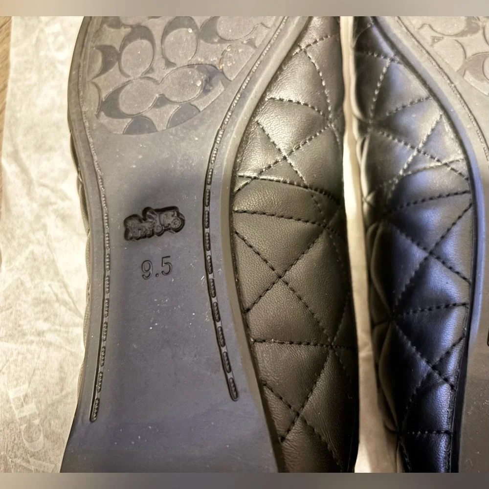 Coach Black Allyson Quilted Flats with Bow