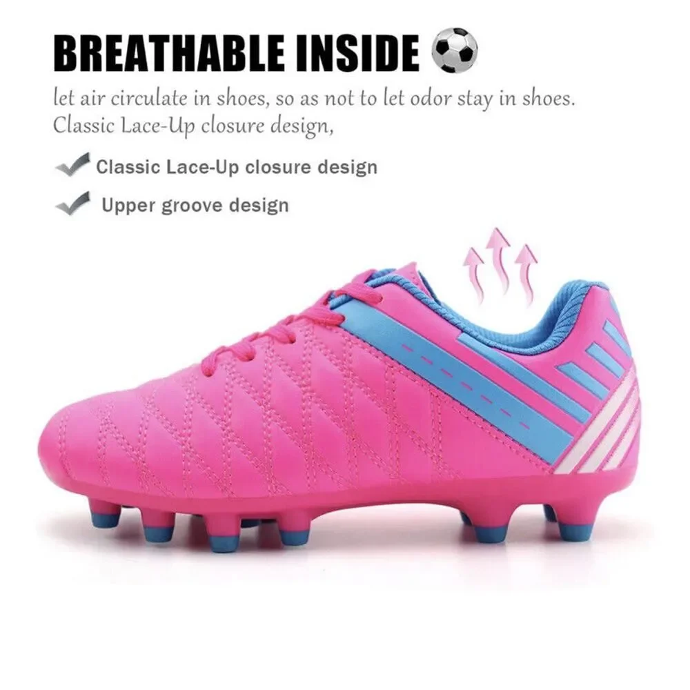 BROOMAN Youth Kids Girls Neon Pink Soccer Softball Cleats Athletic Shoes 11