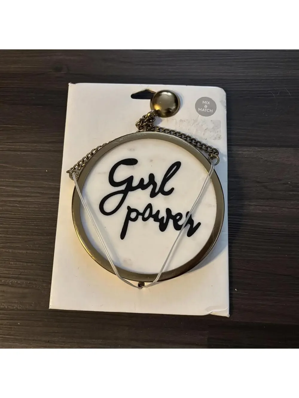 Girl Power Wall Hanging Home Decor White Marble Gold Chain