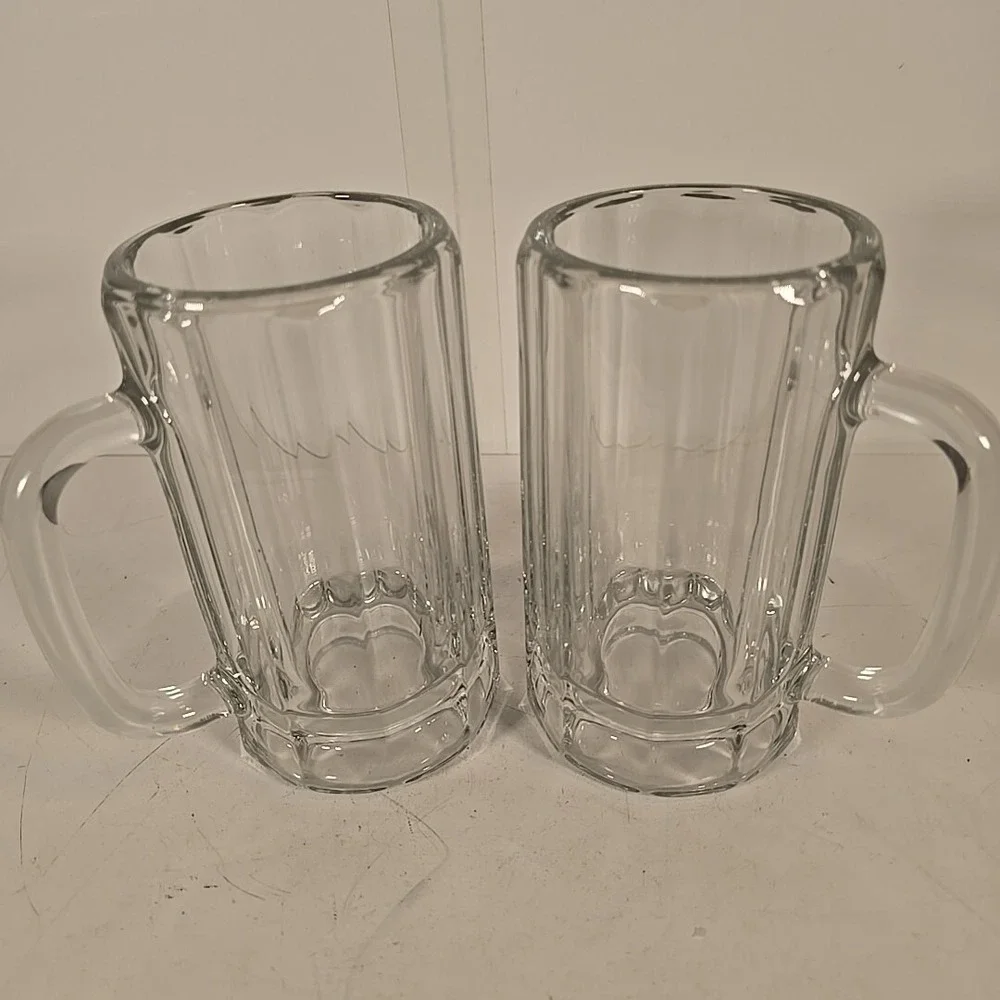 Vintage LIBBEY Beer Mug Thick Heavy‎ 10 Panel Glass 5.25
