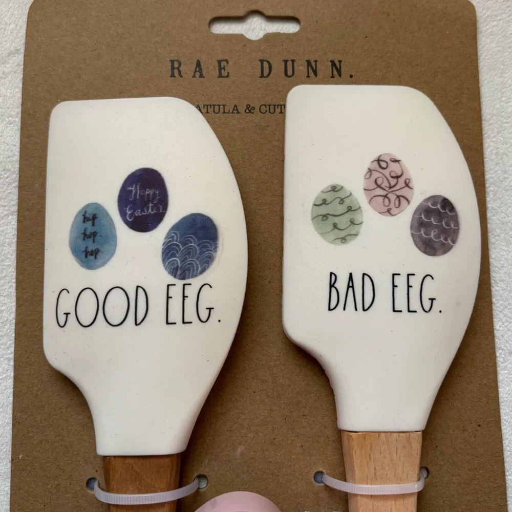 Rae Dunn Easter White/Brown Spatula‎ Set with Cookie Cutters