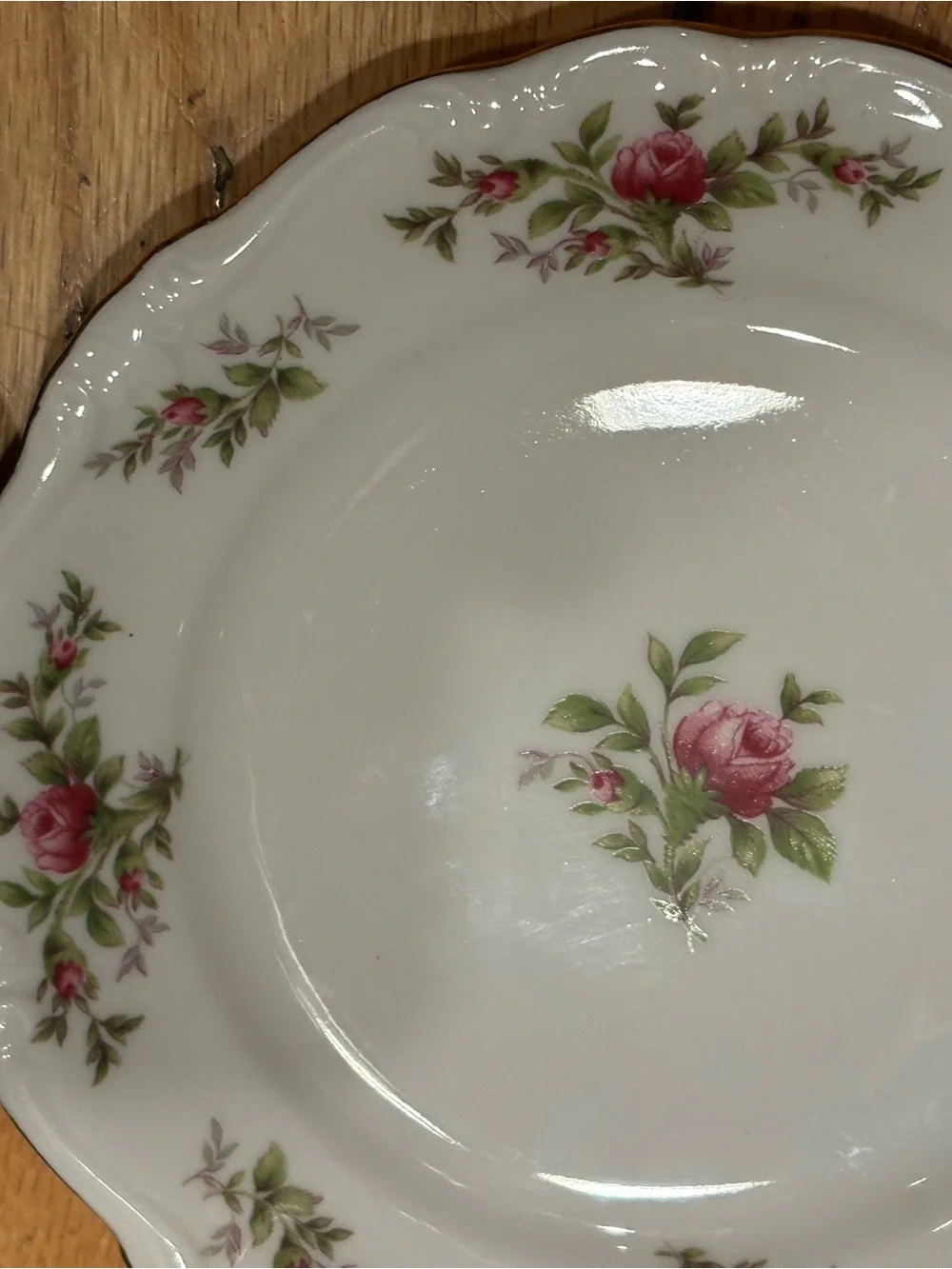 Set of 5- dessert plates vintage Johann Haviland “Moss Rose” fine china plates