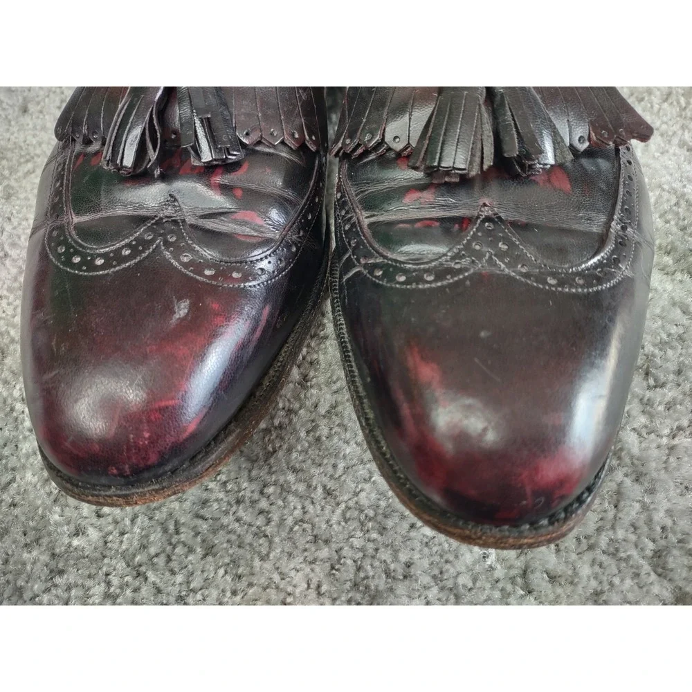 Johnston Murphy Mens Loafer Size 10  Burgundy‎ Wingtip Tassel Kiltie Dress Shoe
