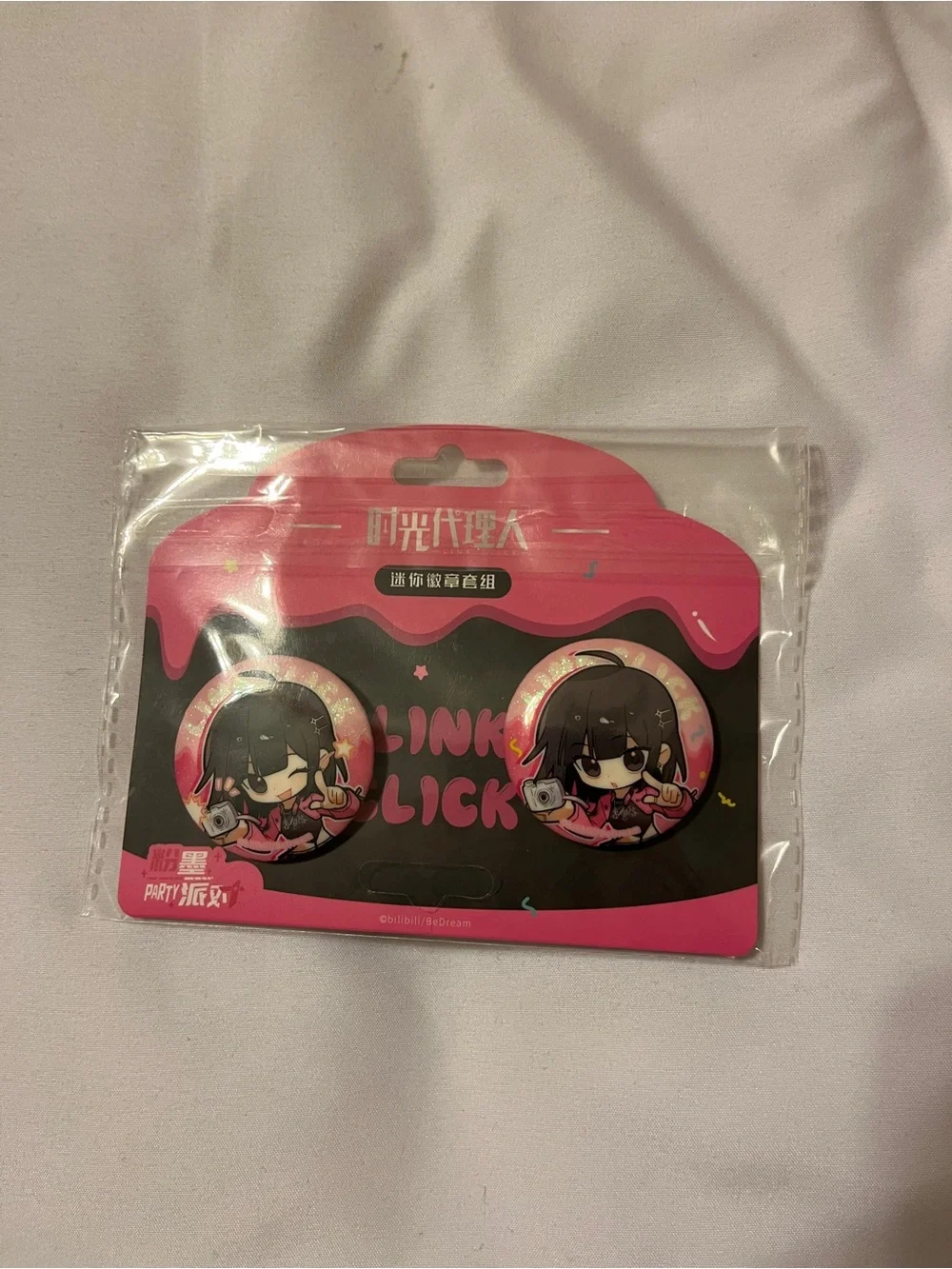 Link Click Qiao Ling Mini Badge Set Pink