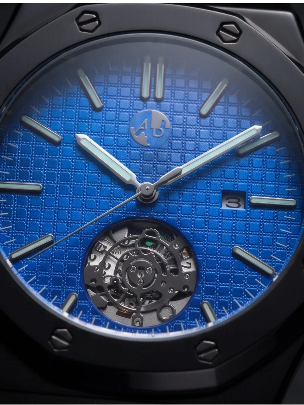 Blue Dial Mechanical Watch - luminous hands