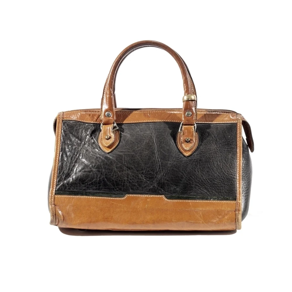 T. Cappelli Chic Black and Tan Satchel