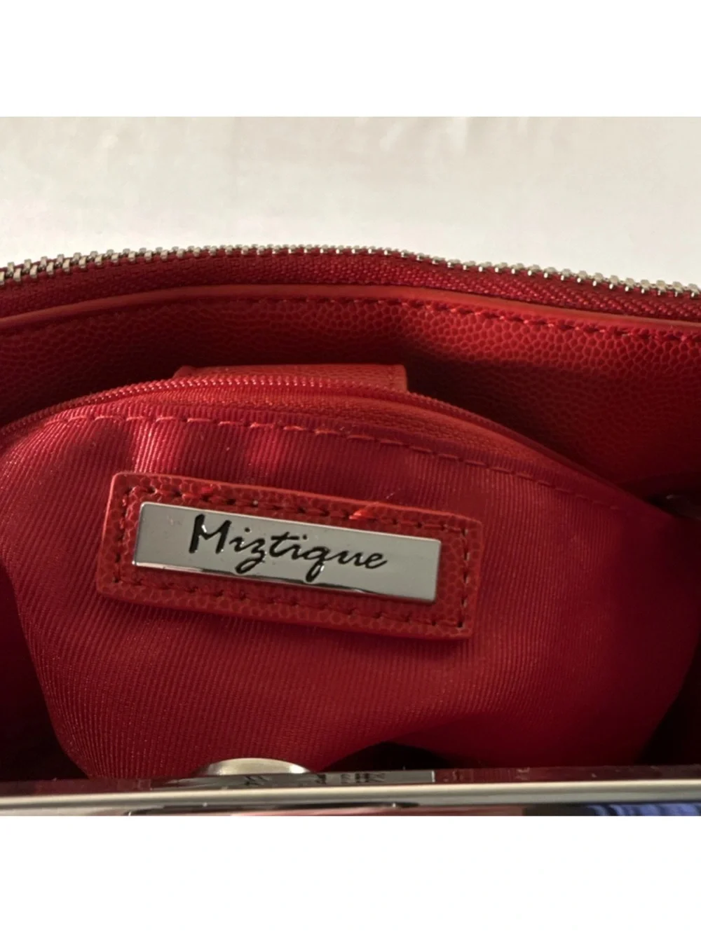 Miztique Red Structured Satchel‎ with Top Handles
