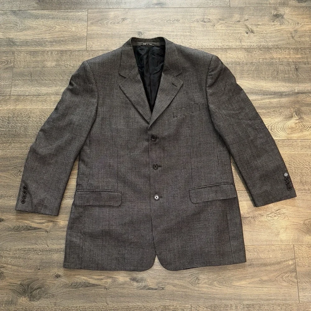Vtg Bernini Mens Sz 44L Blazer Italy Made Sports Coat Suit Jacket Silk‎ Textured