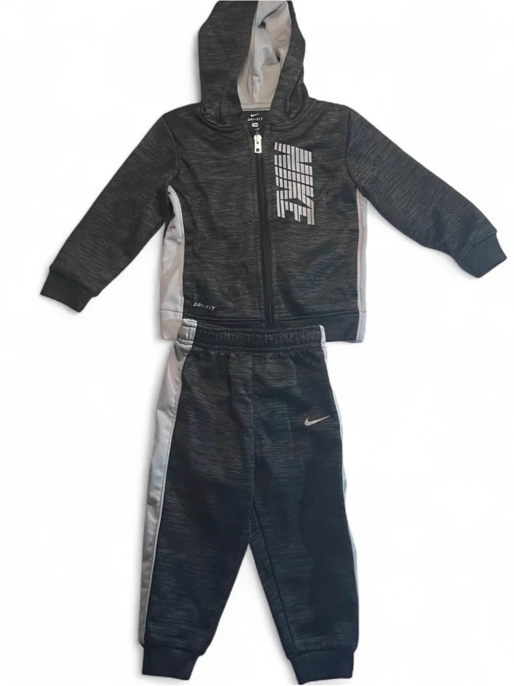 Nike Kids Black & Gray Hooded Sweatpants Jogger Set