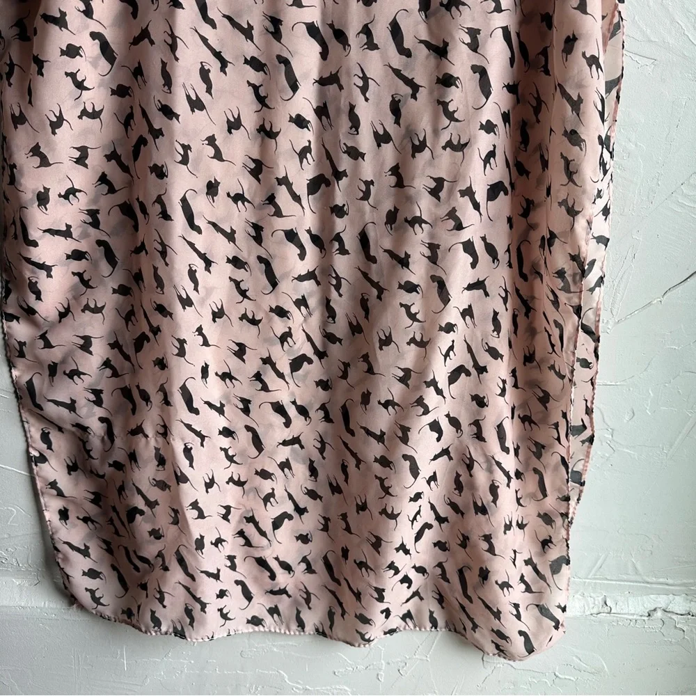 Pink Cat Print Scarf Y2K Coquette Indie Kawaii Soft Girl Hair Neck Scarf 66”x23”