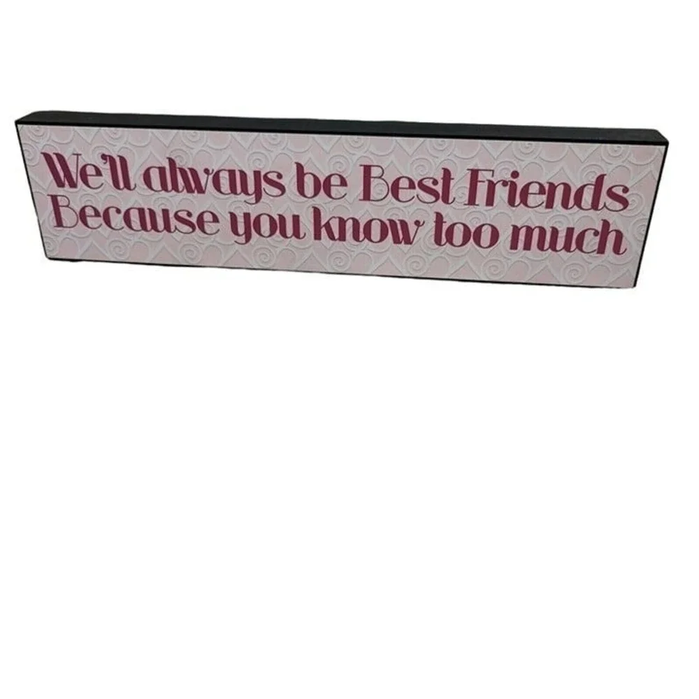 Wood Box Sign Best Friends Pink Funny‎ Friendship Quote 9.5 Inch
