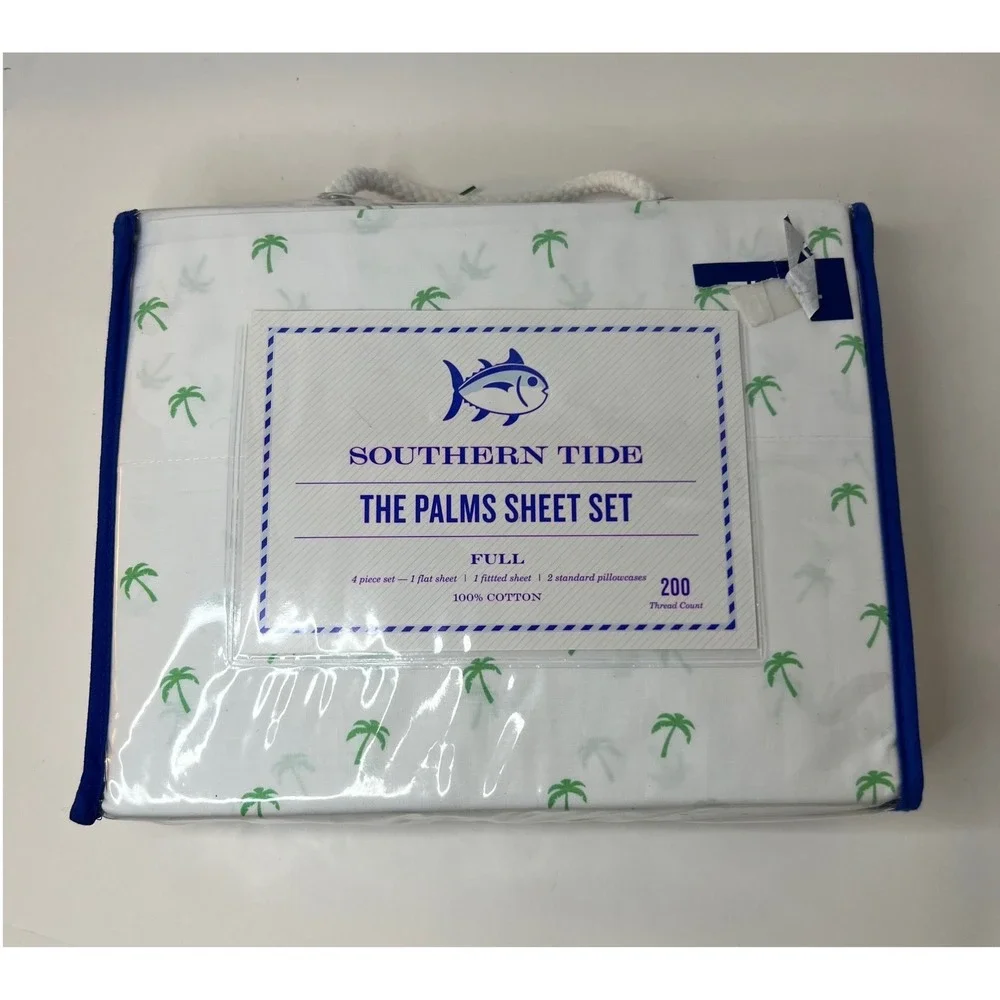 Southern Tide The Palms‎ Sheet Set Full Size Palm Trees Cotton 200 TC NIP