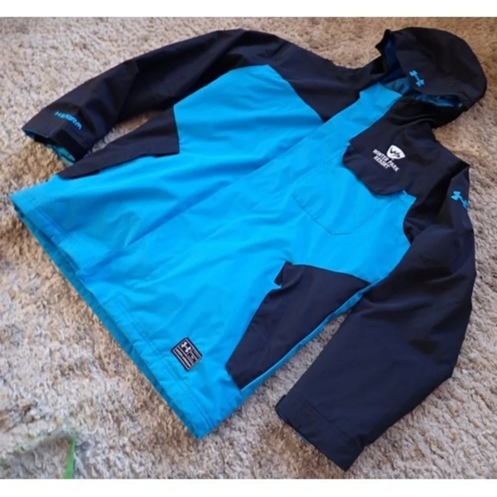 Under Armour Storm Ski Jacket Youth XL Blue Black Excellent Winter‎ Park Resort