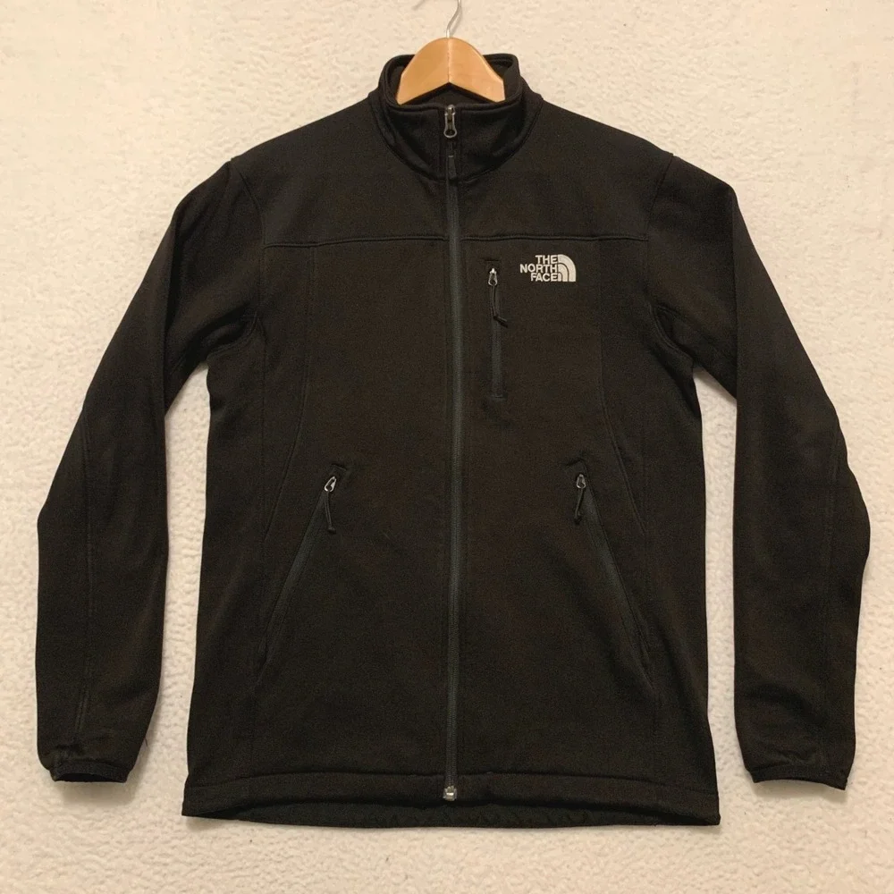 The North Face FlashDry Softshell Jacket Mens Small Full Zip Stretch Black