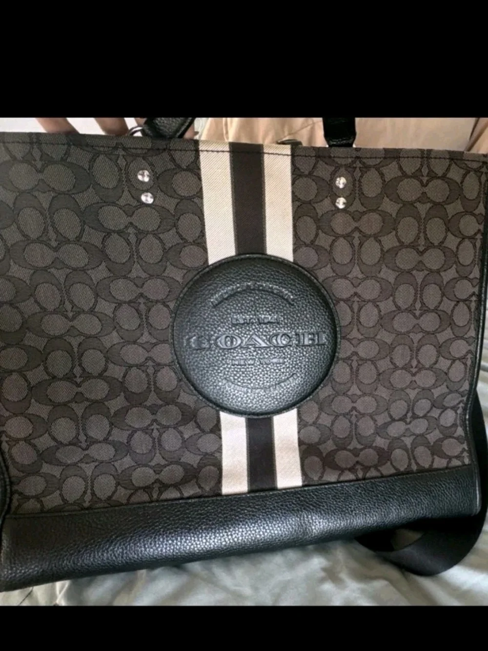 Coach Logo Stripe Tote Bag