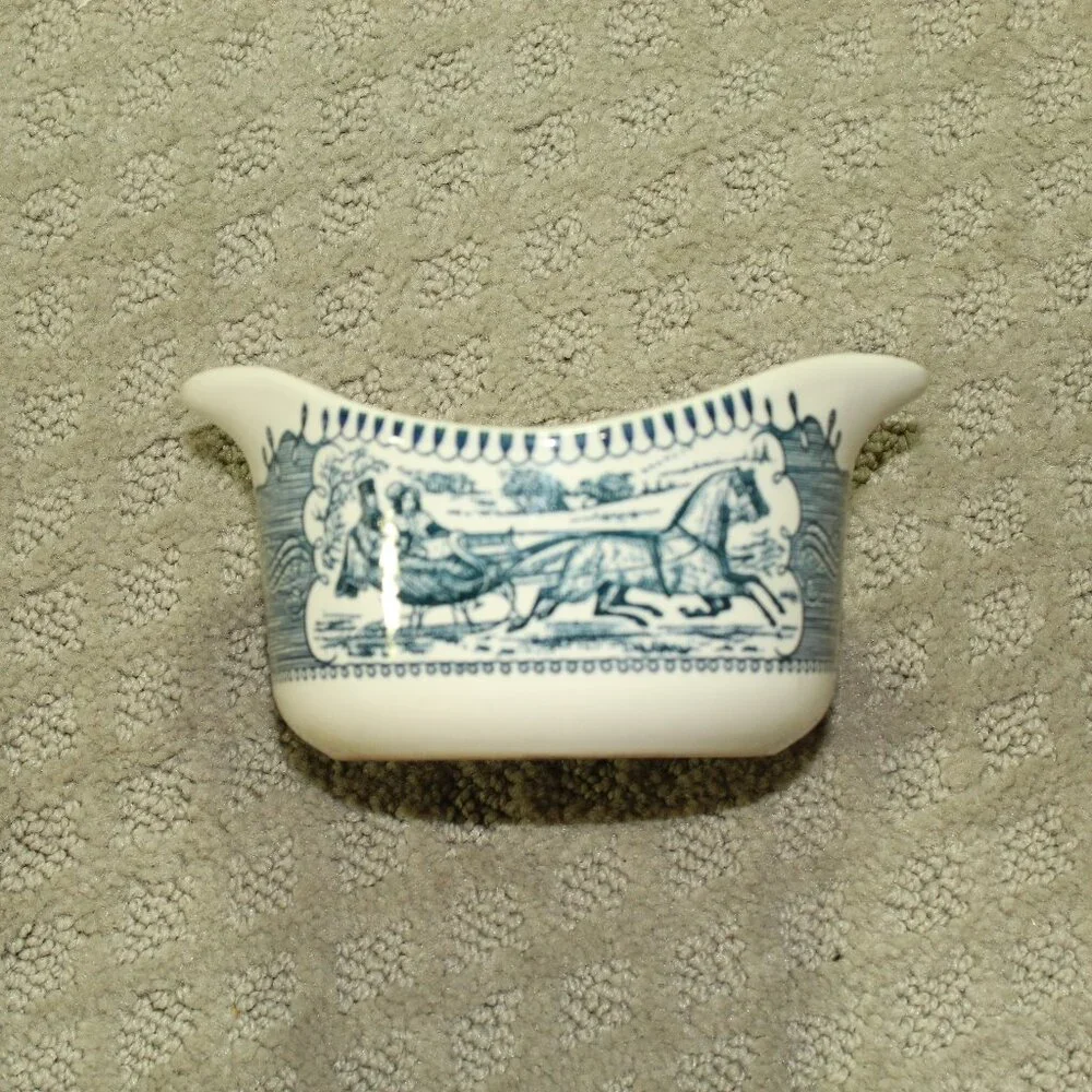 Currier & Ives Two Spout Gravy Bowl
