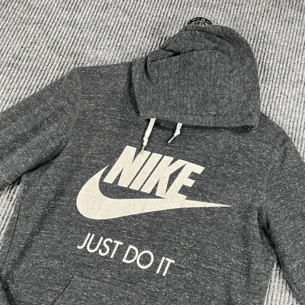 Nike Hoodie Womens Small‎ Gray Just Do It Logo Pullover Sweatshirt 823701-010