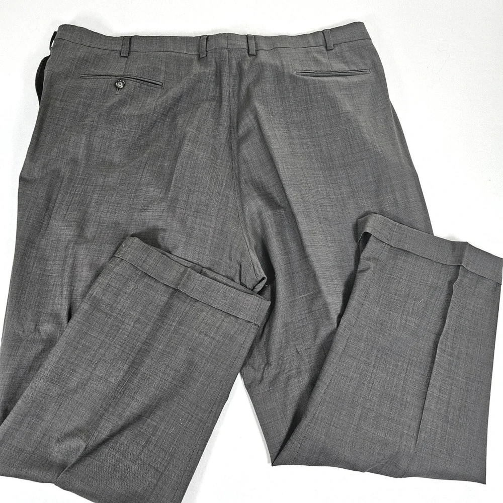 Jos. A. Bank Mens 52L Two Piece Suit Charcoal Gray 100% Wool Pleated Pants