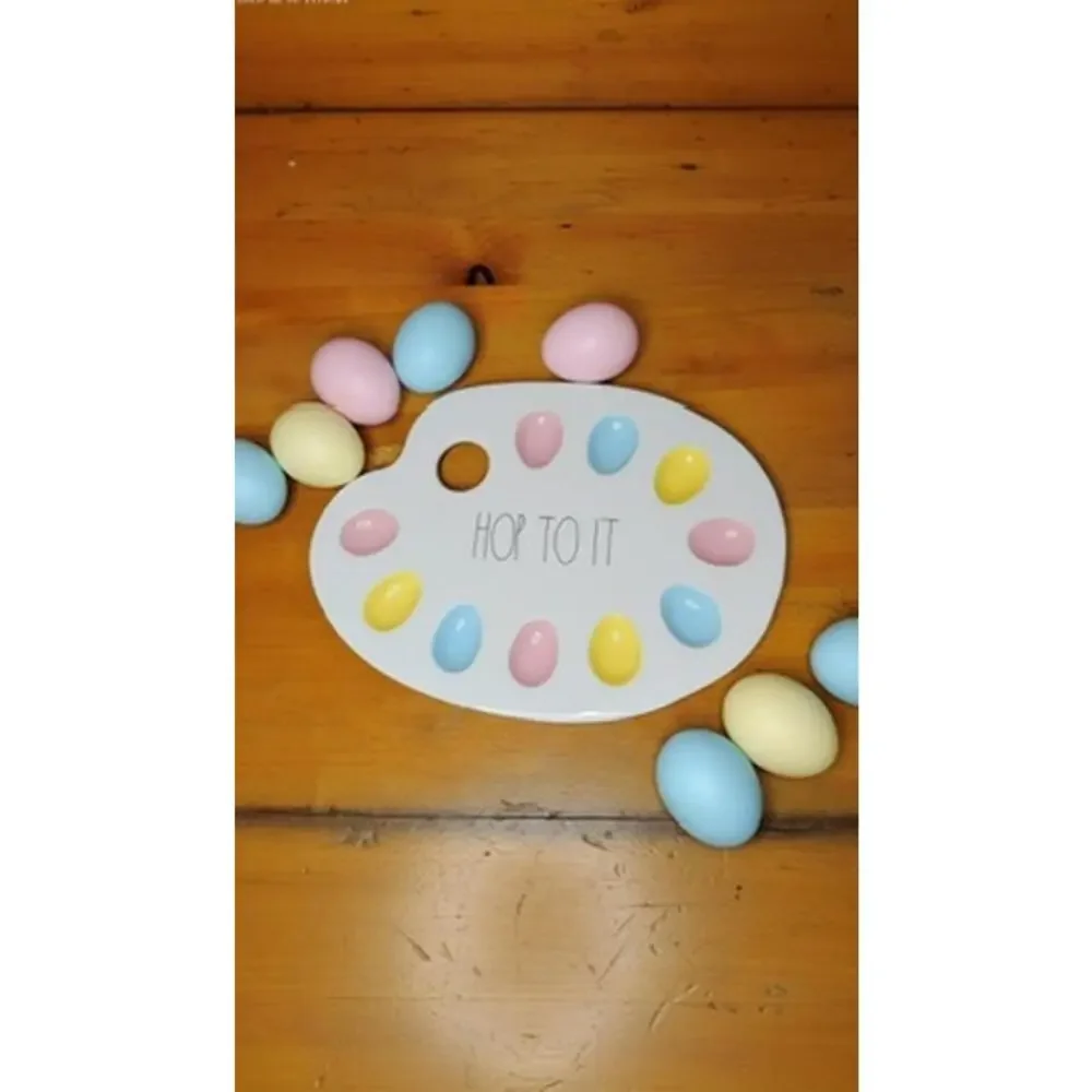 Rae Dunn HOP TO IT Deviled Egg Platter Tray White‎ Easter
