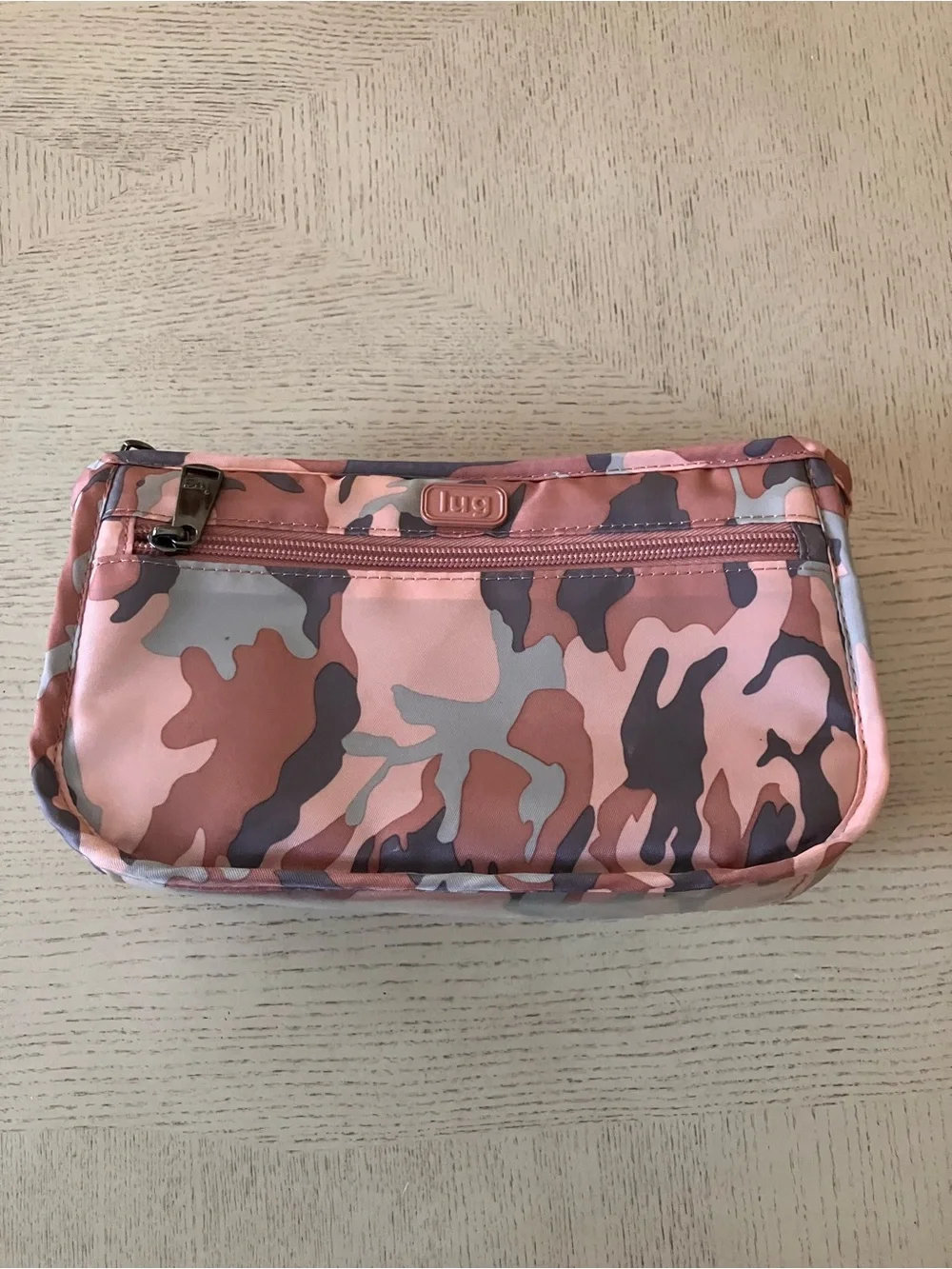 lug Parasail Pink Camo Nylon Cosmetic Bag with Front Zip