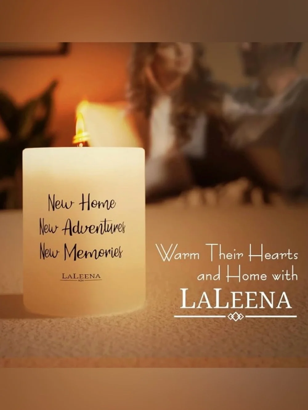 Laleena 14 oz Natural Soy Wax Candle Jasmine “New Home Ne Adventure Nee Memories