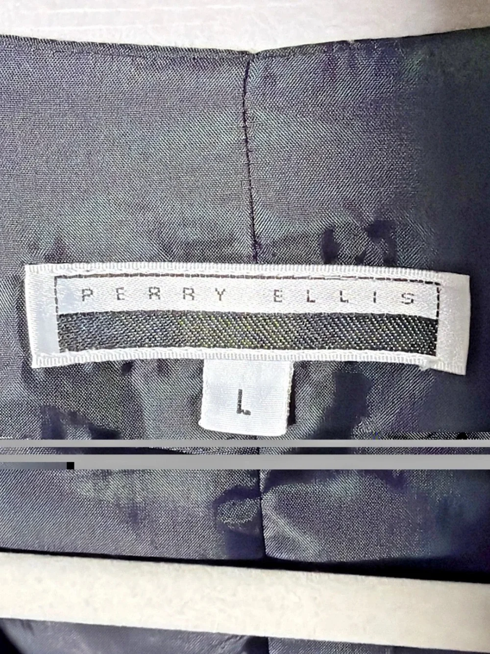 Perry Ellis Suit Vest Men's L Purple Black 8 Button Dress Formal Wedding Belted