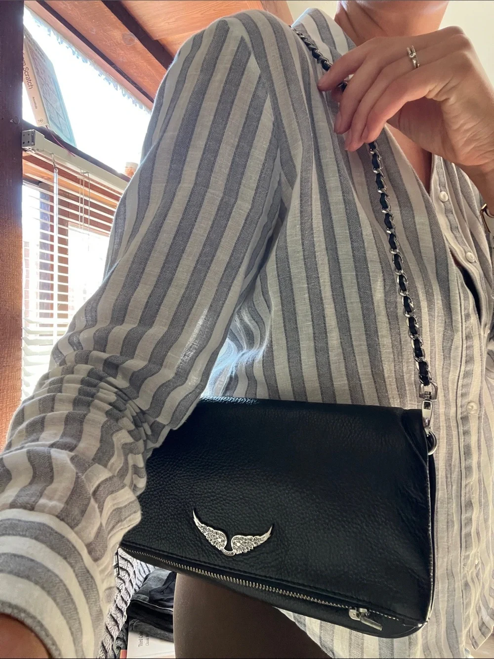 Zadig & Voltaire pebbled sleek wing