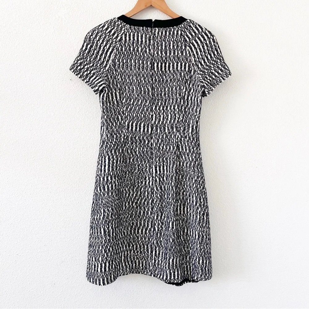 Tory Burch Marbled Tweed Preppy Academia V-Neck Mini Dress