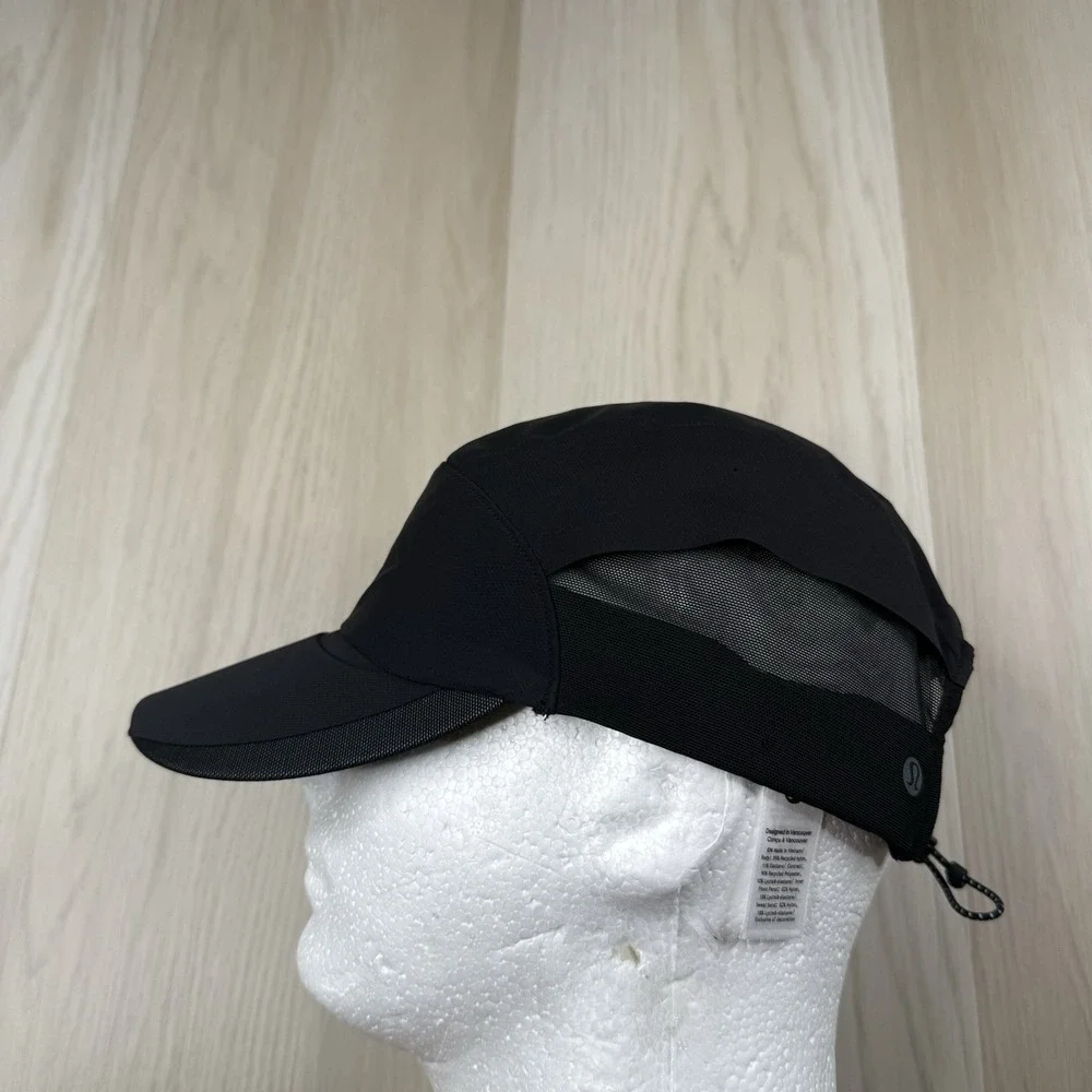 Lululemon Cap Mesh Panel Running Hat Black Adjustable String Size L/XL