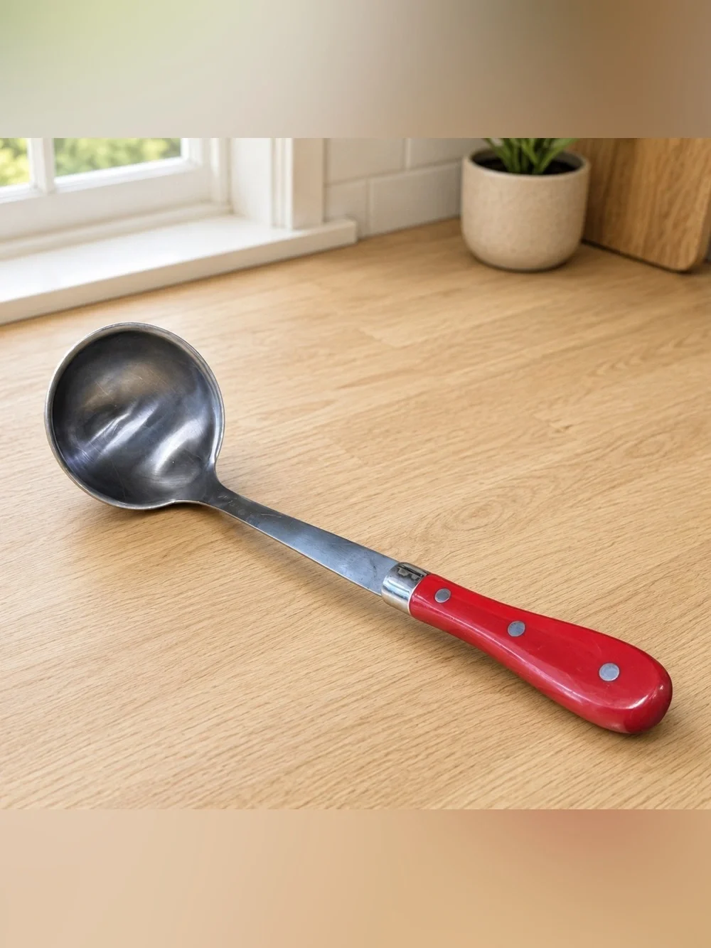 The Pioneer Woman Red & Stainless Melamine Ladle 13.5”x3.5