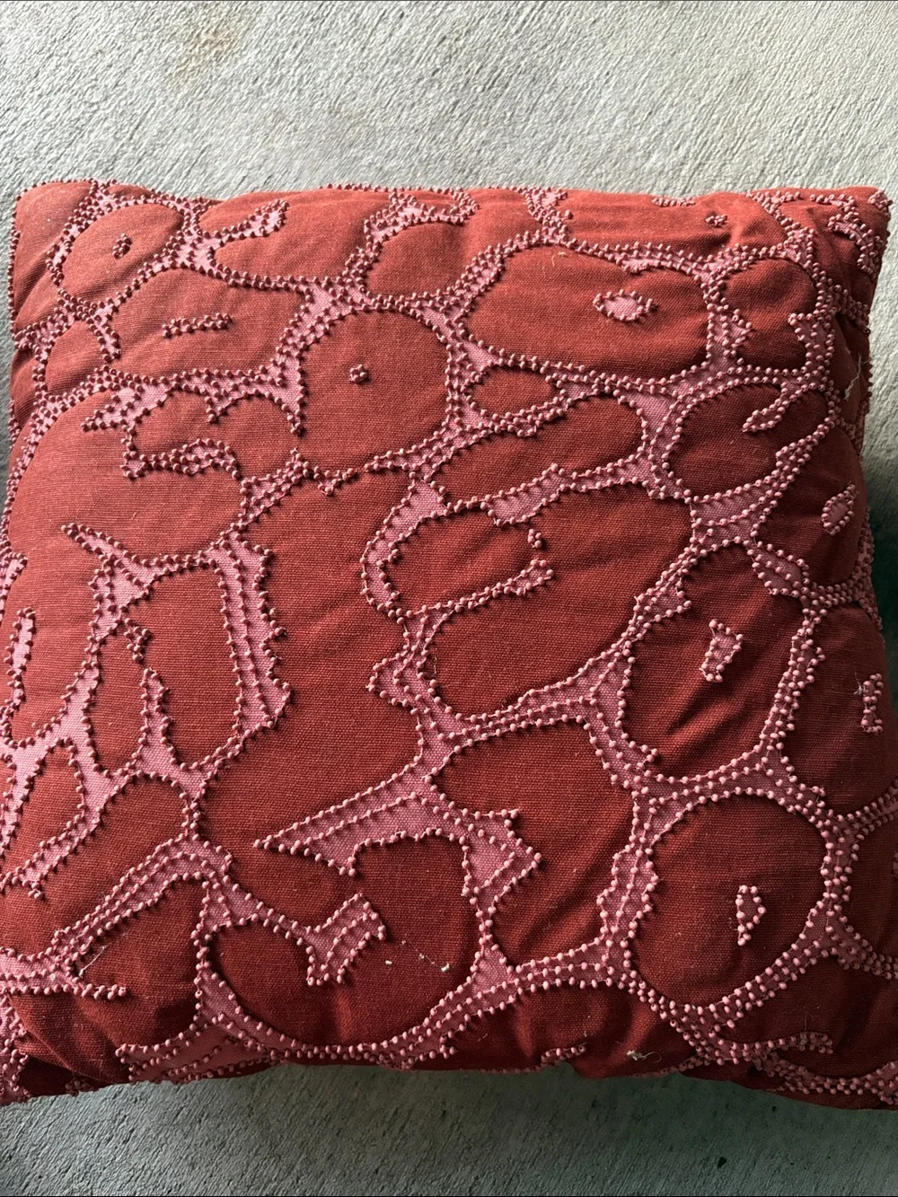 Decorative Rust Red Beaded Leopard Accent Pillow