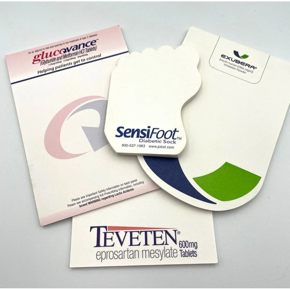 Exubera Glucovance Teveten SensiFoot Drug Rep Notepad Lot Pharma Promo