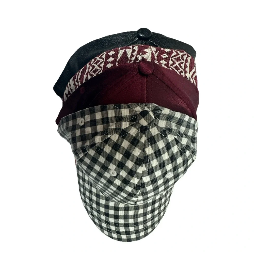 Fashion Baseball Caps Assorted Burgundy Black White Mix & Match Hats Lot Of 4