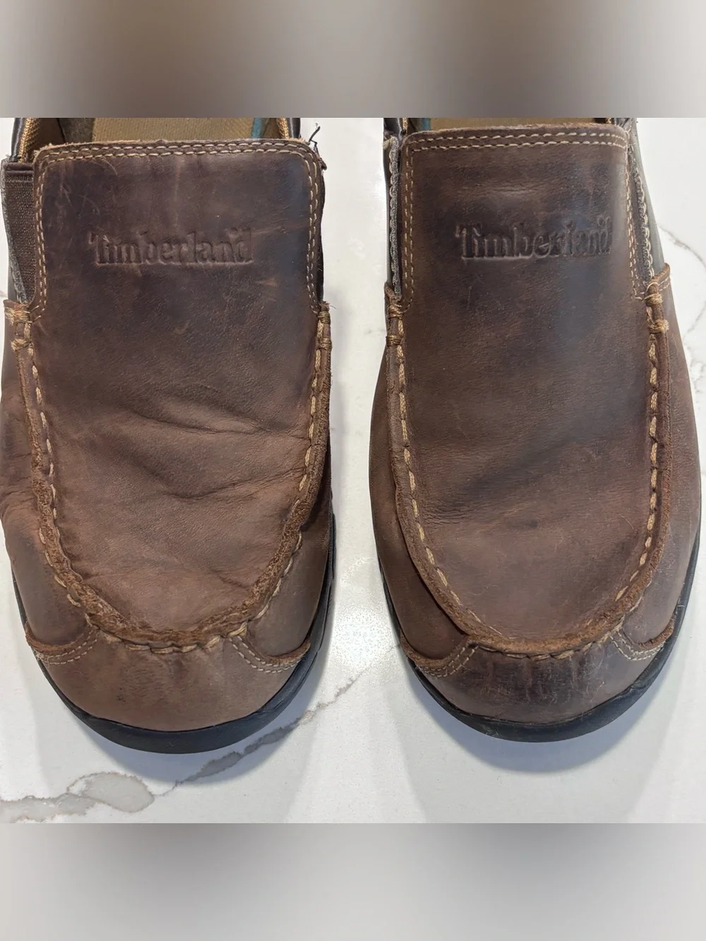Timberland Brown Leather Big Boys Slip-On Loafers Non Marking Sole Kids Size 6