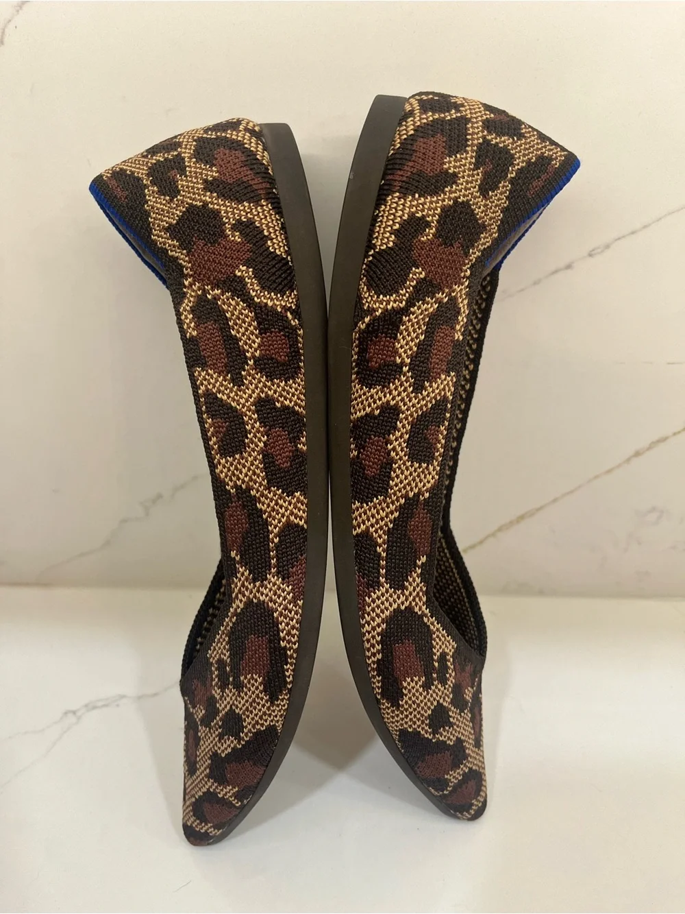 Rothy’s Pointed-Toe Knit Flats – Leopard Floral Print – Size 8