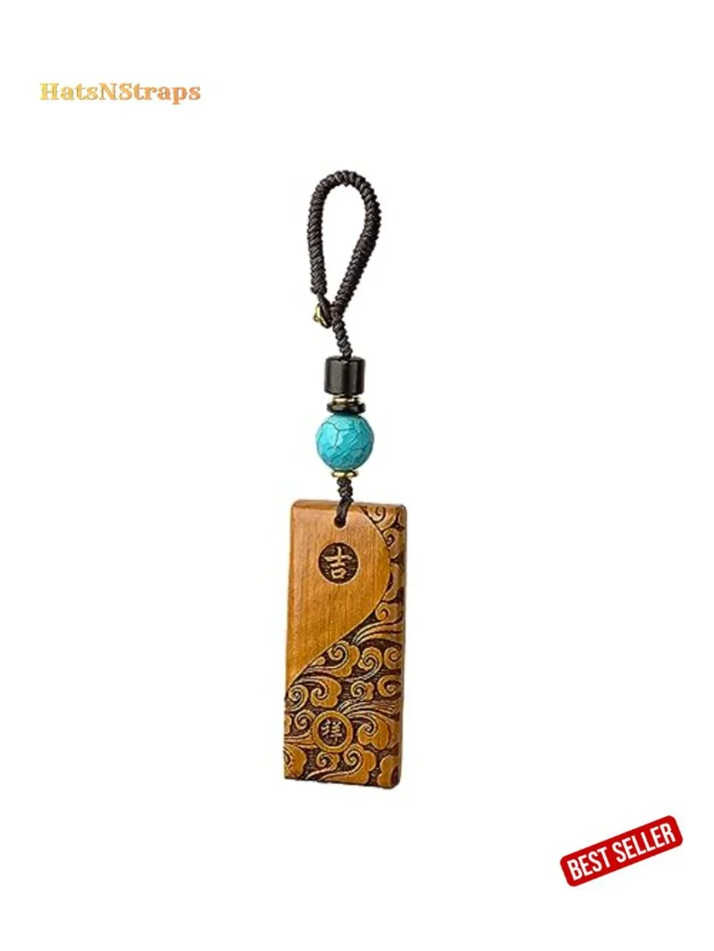 Hand Carved Wood Dragon Keychain Feng Shui Lucky Charm Gift