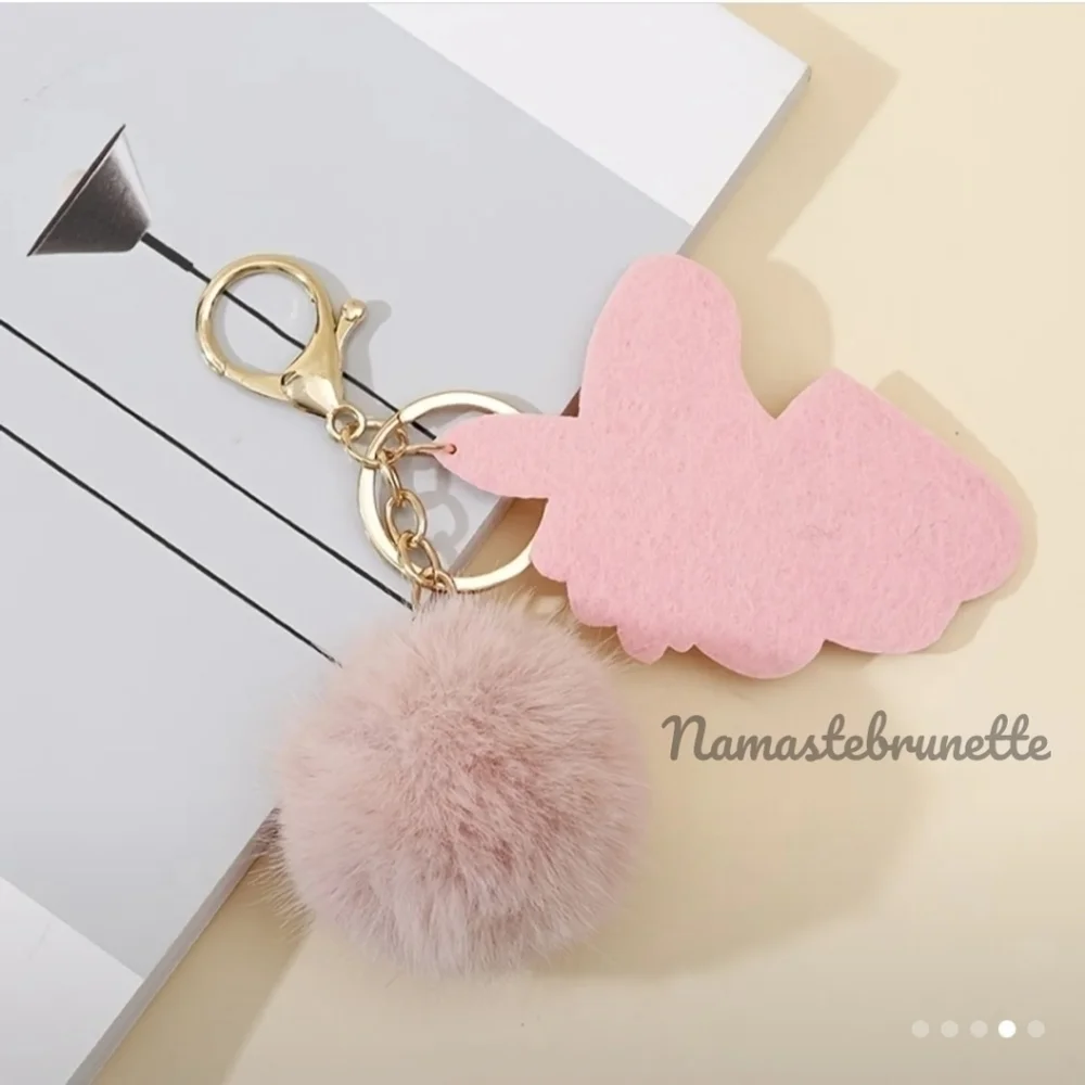 2/$16 Rhinestone Unicorn Pom Pom Keychain Bag Charm