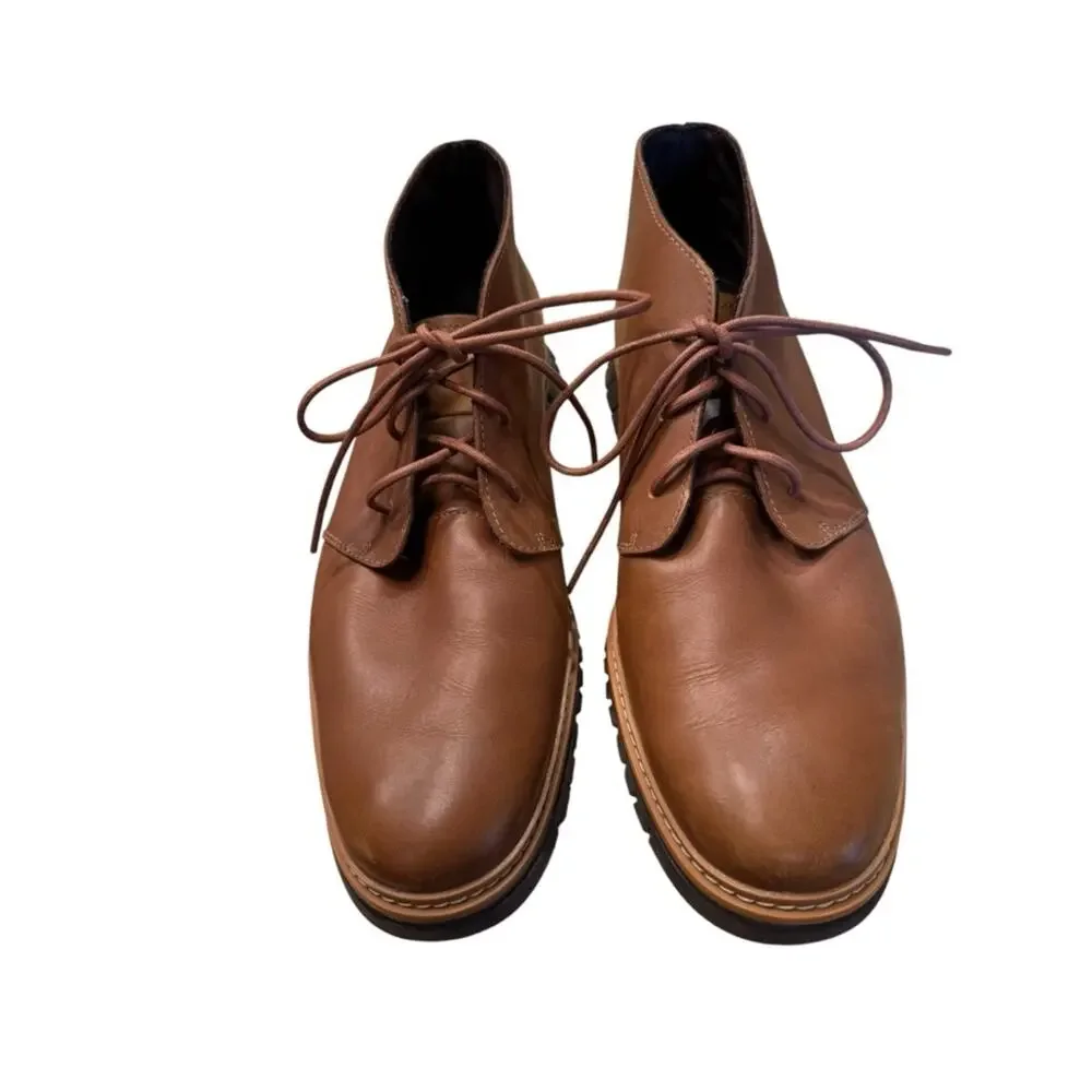 Cole Haan Men's Size 11.5 Rust Brown Leather Chukka Boots - Classic Lace-Up