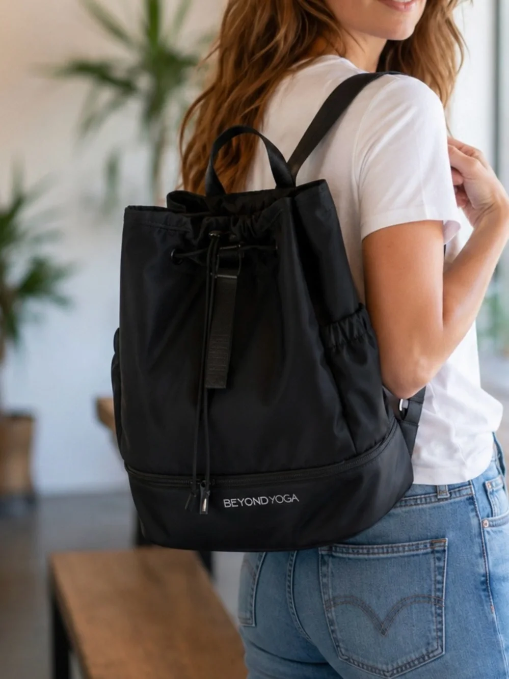 Beyond Yoga Drawstring Convertible Backpack Tote Gym Travel Bag