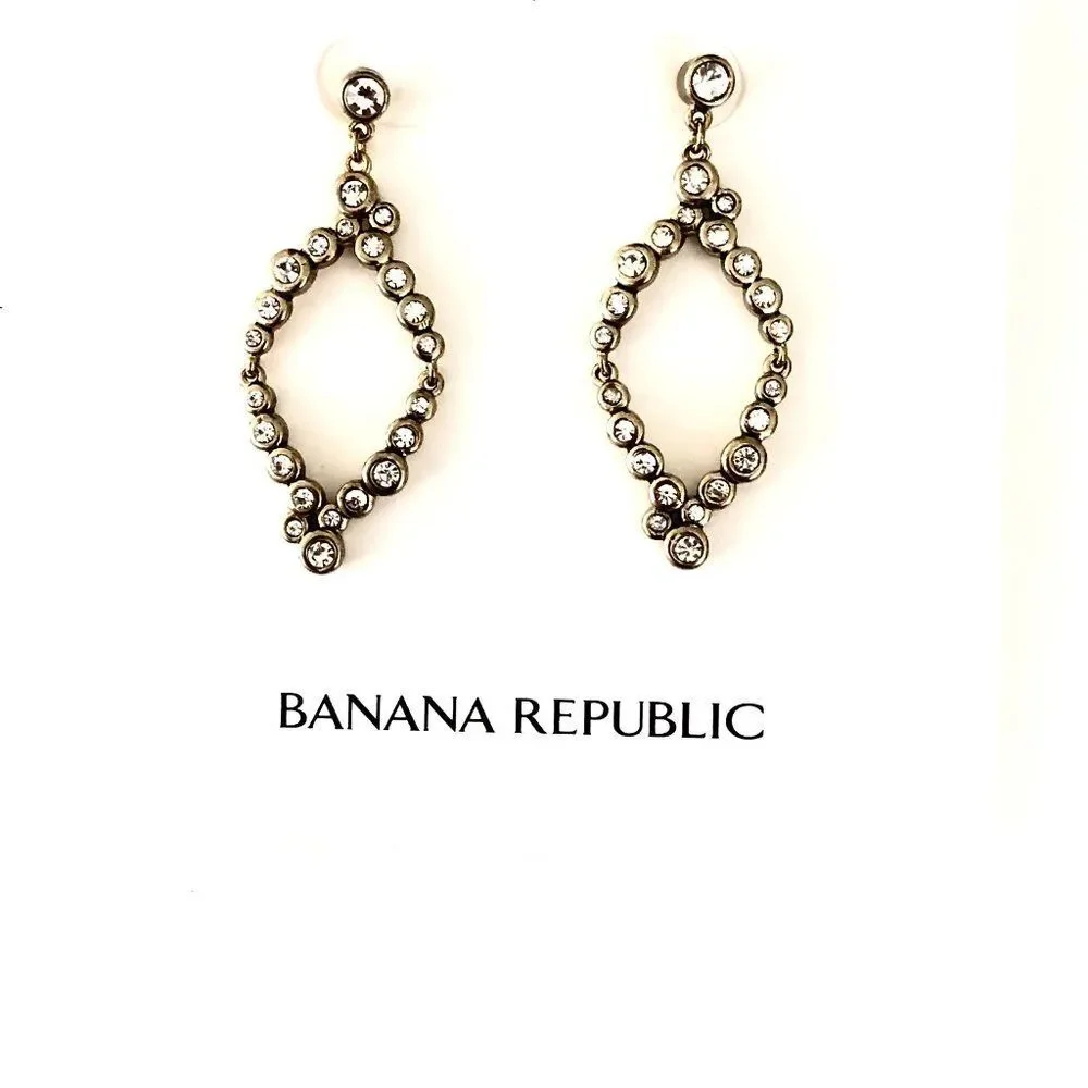 Banana Republic Riveria Crystal Point Hoop Earrings NWT 45