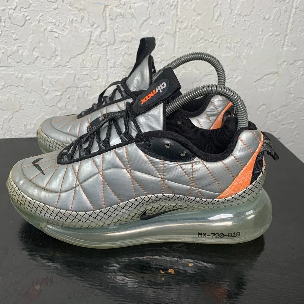Nike Air‎ MX-720-818 Mens Size 6 Womens Size 7.5 Running Shoes Silver Orange