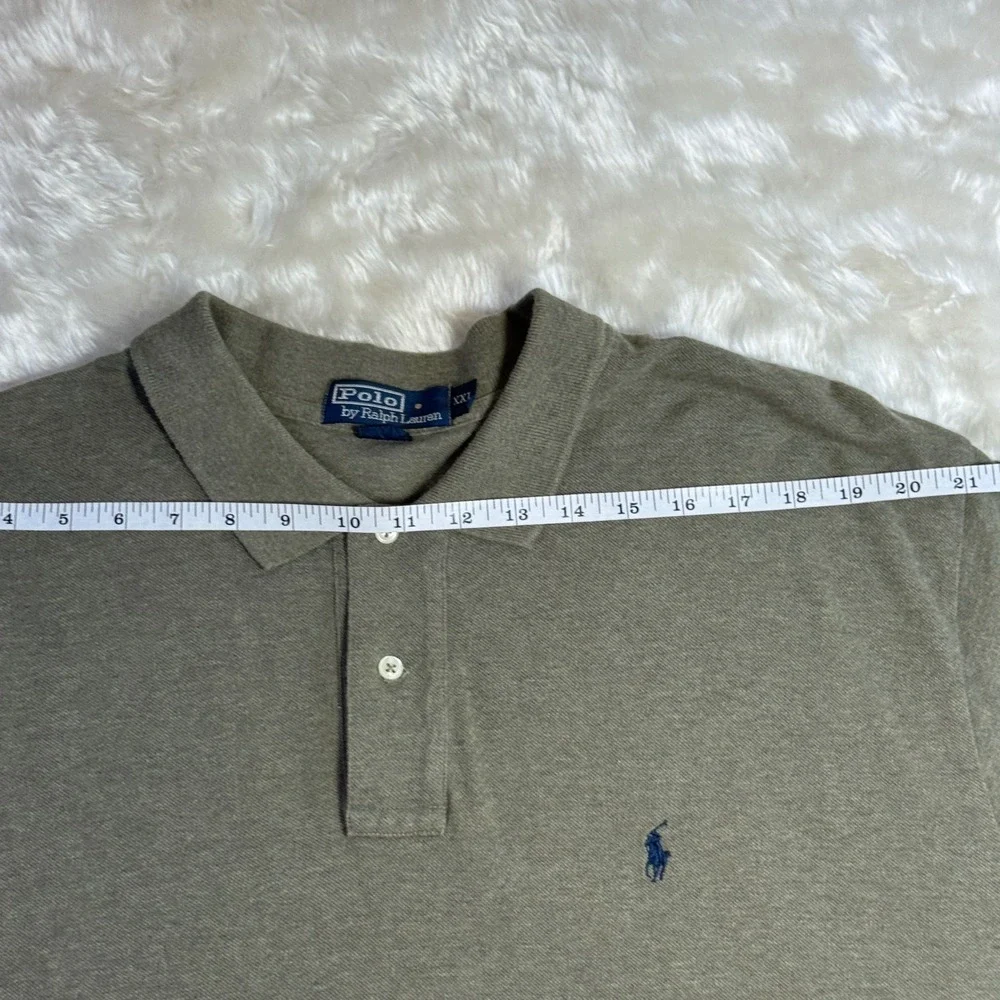 Polo Ralph Lauren Mens XXL Heathered Olive Green‎ Cotton Pique Short Sleeve Polo