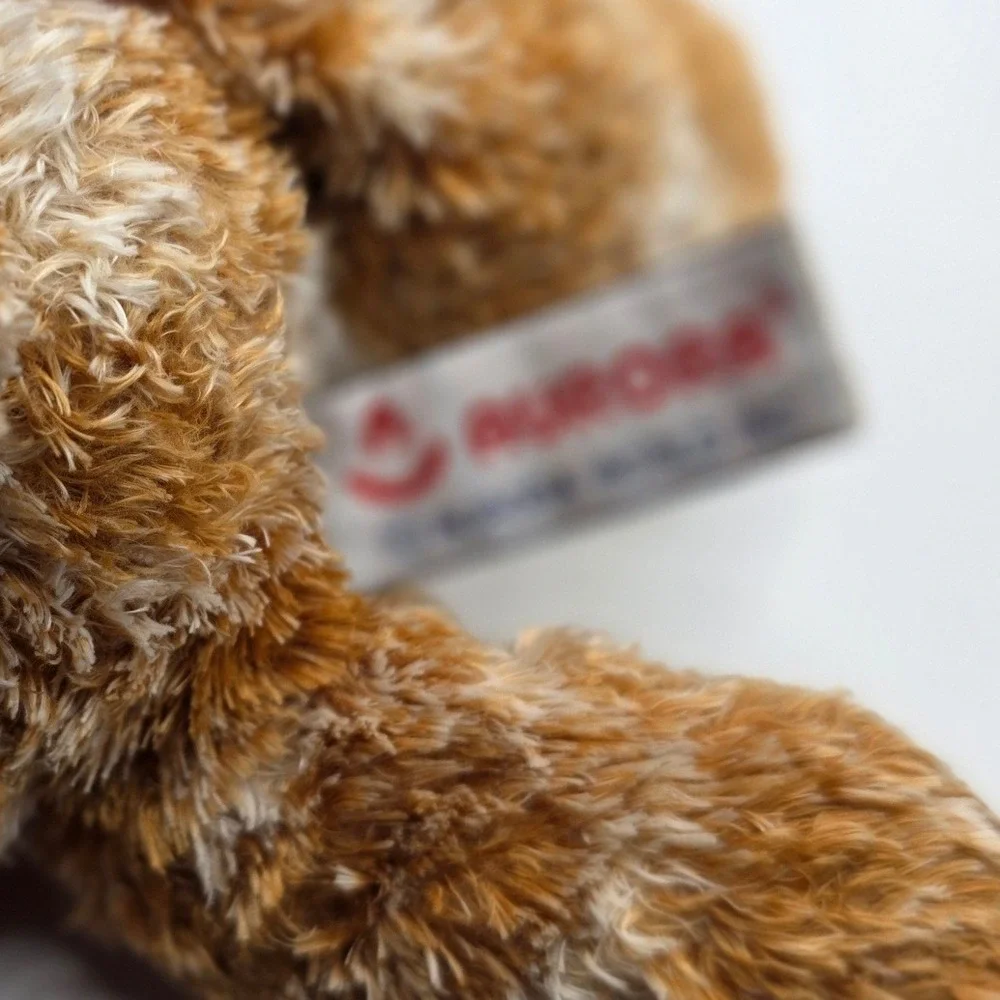 Aurora Plush Bear Brown White Mottled Shaggy Floppy Stuffed Animal 9x12in