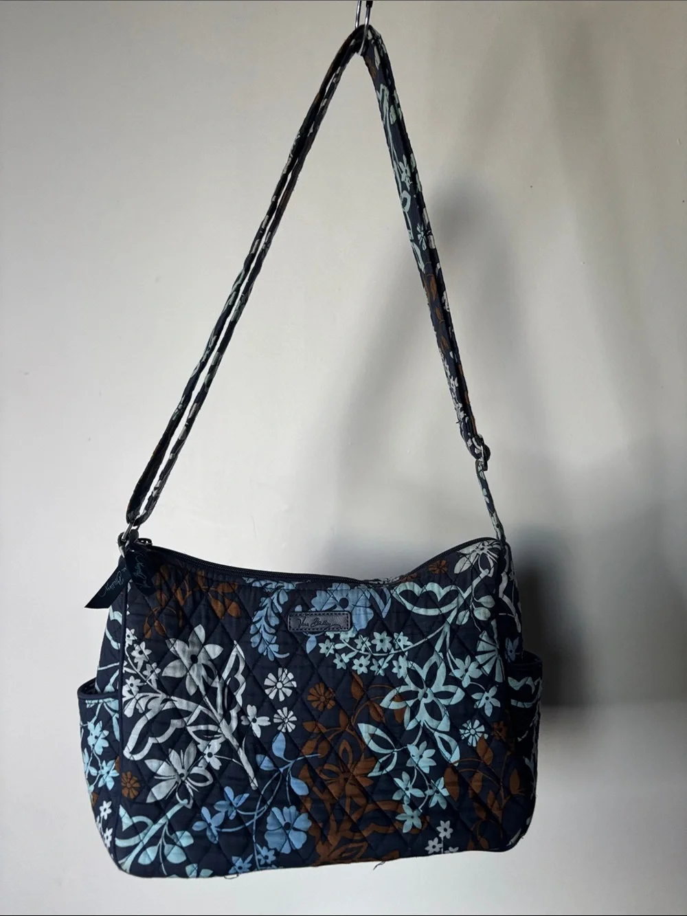 Vera Bradley Navy Floral Quilted Shoulder Bag Y2K